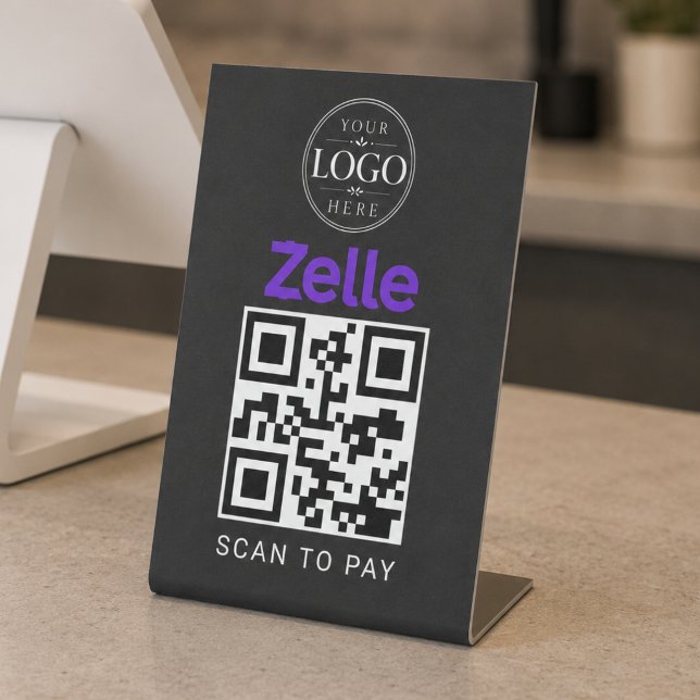 Zelle Scan to Pay Tabletop Display Pedestal Sign (Creator Uploaded)