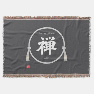Zen – 禅 Kanji with Braided Circle Throw Blanket
