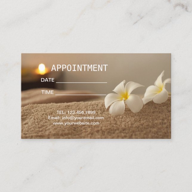 Zen Aromatherapy SPA Massage therapy Appointment Card (Front)
