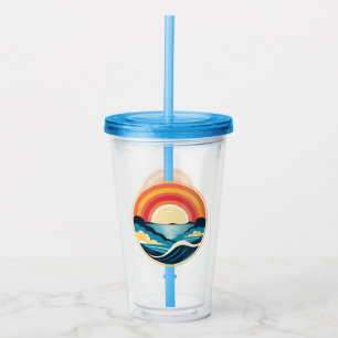 Zen Art Deco Sunset over Water Acrylic Tumbler