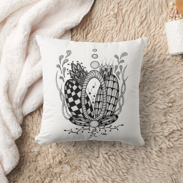 Zen Art: Floral Design, Ovals -  Cushion (Blanket)