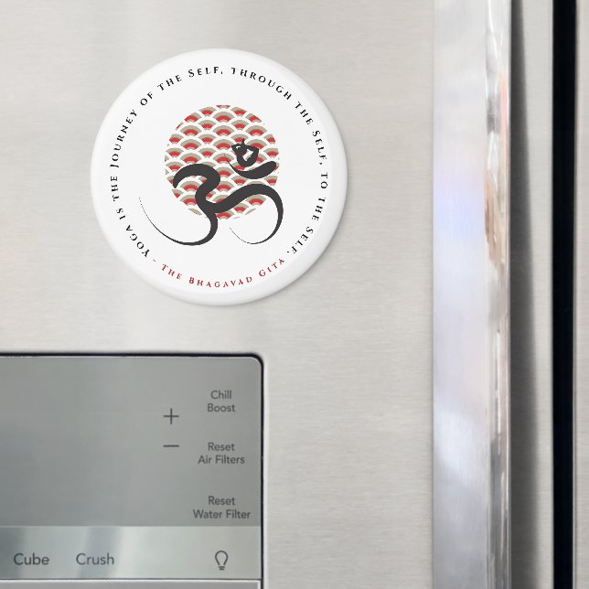 Zen Asian Red Sun Yoga Modern Calligraphy Om Aum Magnet (In Situ (Fridge))