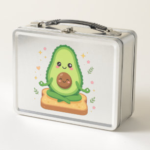 Zen Avocado Yoga Toast Metal Lunch Box
