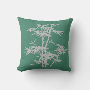 Zen bamboo Asian style on green Cushion