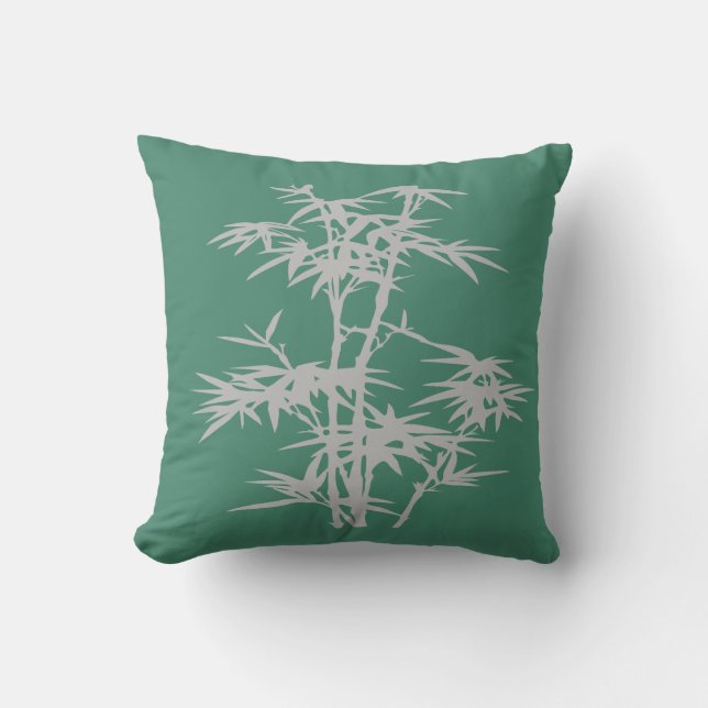 Zen bamboo Asian style on green Cushion (Front)
