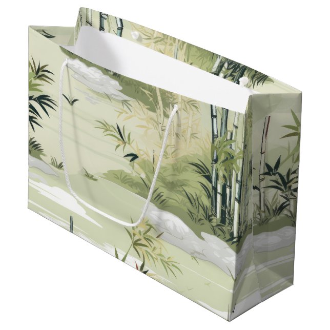 Zen Bamboo Forest Botanical Pattern (1) Large Gift Bag (Front Angled)