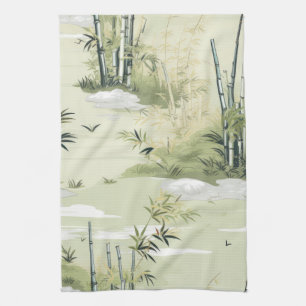 Zen Bamboo Forest Botanical Pattern (1) Tea Towel