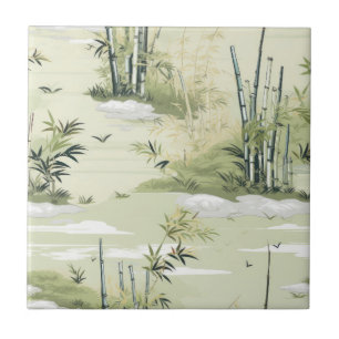 Zen Bamboo Forest Botanical Pattern (1) Tile
