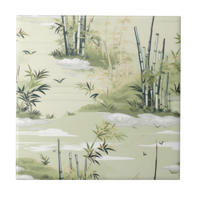 Zen Bamboo Forest Botanical Pattern (1) Tile (Front)