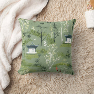 Zen Bamboo Forest Botanical Pattern (2) Cushion