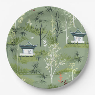 Zen Bamboo Forest Botanical Pattern (2) Paper Plate