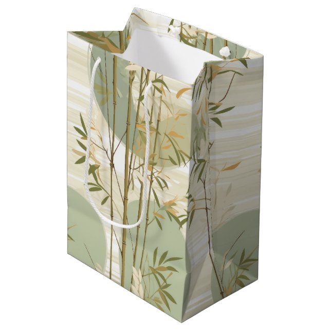 Zen Bamboo Forest Botanical Pattern (3) Medium Gift Bag (Front Angled)