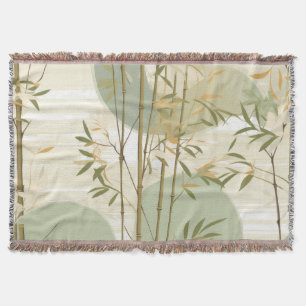 Zen Bamboo Forest Botanical Pattern (3) Throw Blanket