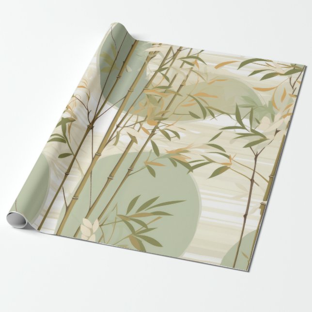 Zen Bamboo Forest Botanical Pattern (3) Wrapping Paper (Unrolled)