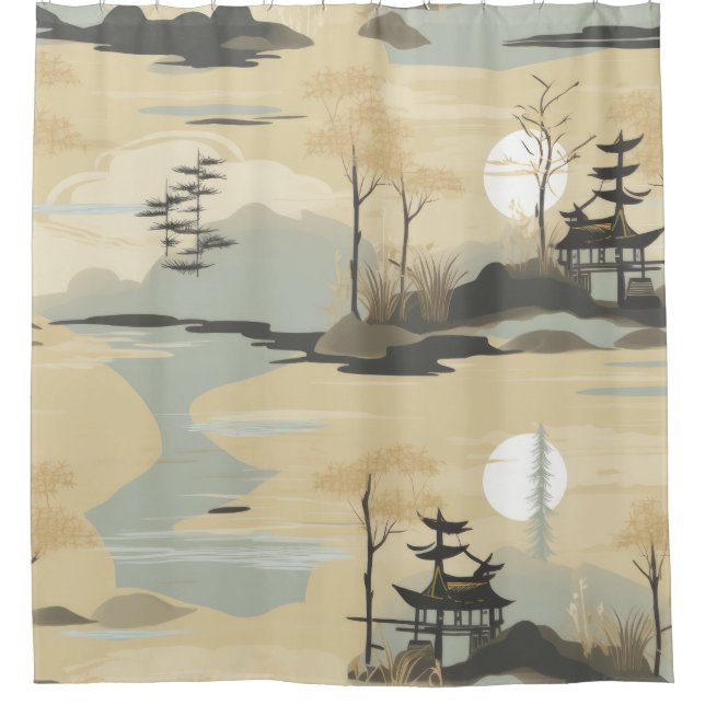 Zen Bamboo Forest Botanical Pattern (4) Shower Curtain (Front)