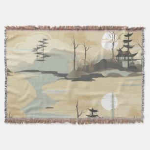 Zen Bamboo Forest Botanical Pattern (4) Throw Blanket