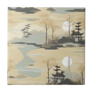 Zen Bamboo Forest Botanical Pattern (4) Tile