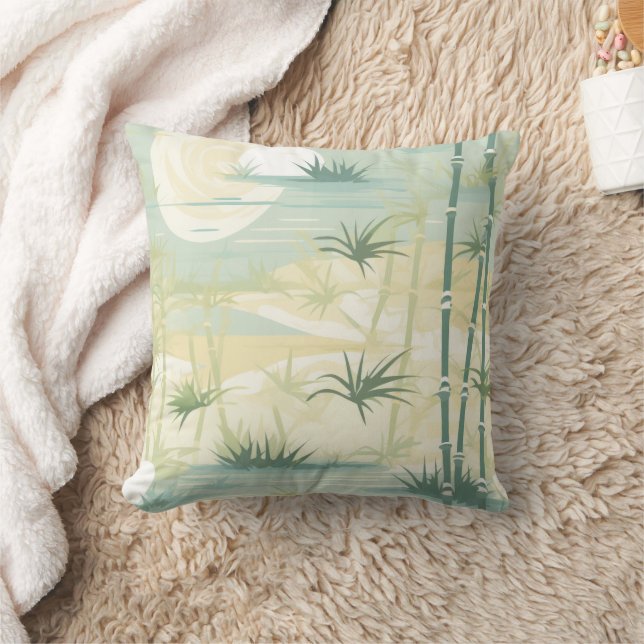 Zen Bamboo Forest Botanical Pattern (5) Cushion (Blanket)