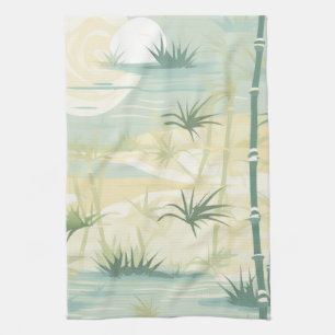 Zen Bamboo Forest Botanical Pattern (5) Tea Towel