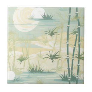 Zen Bamboo Forest Botanical Pattern (5) Tile