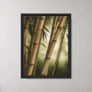 Zen Bamboo Stalks Close-Up Framed Canvas Art Print