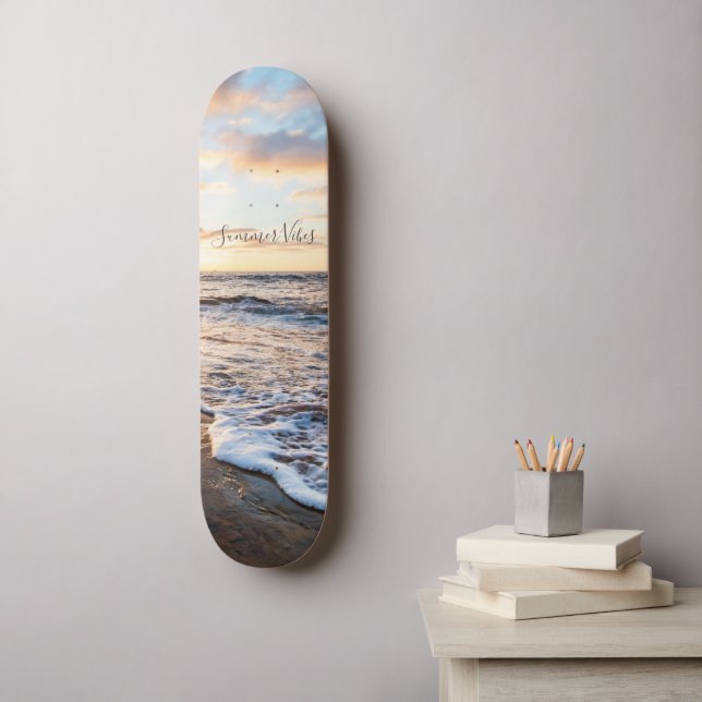 Zen Beach Sunset Ocean Waves Skateboard (Wall Art)