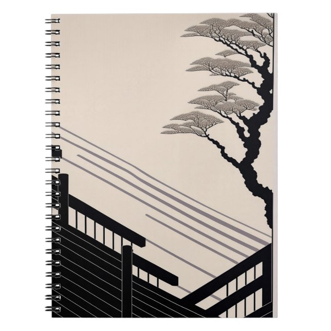Zen Black Beige Japanese Minimalist Notebook (Front)