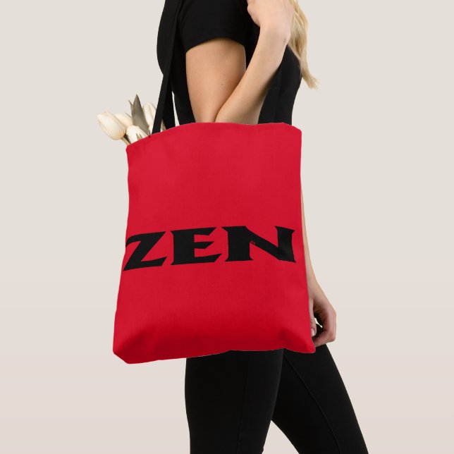 Zen black red shoulder tote bag (Close Up)