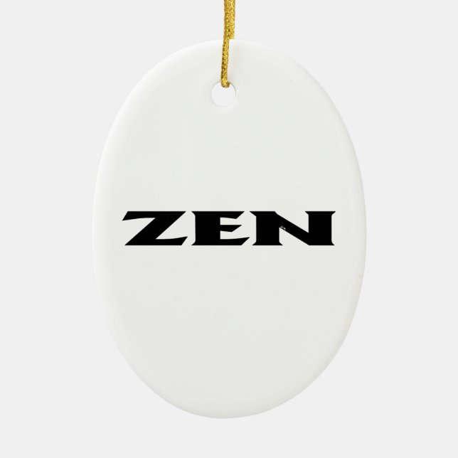 Zen black white oval ceramic ornament (Front)