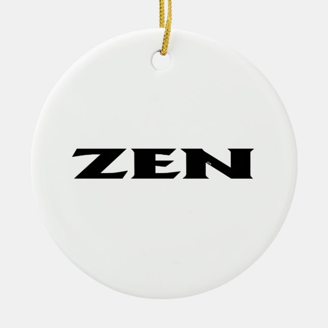 Zen black white round ceramic ornament (Front)