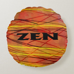 Zen black wire round poly throw pillow