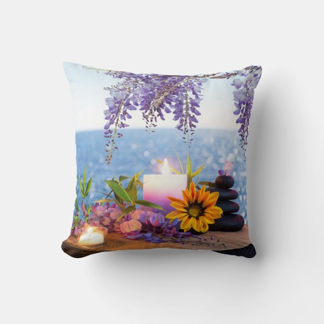 Zen bliss meditation peace yoga chakra namaste 2 cushion (Front)