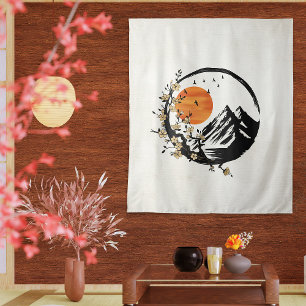 Zen Blossom: Sunrise Serenity Tapestry