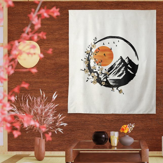 Zen Blossom: Sunrise Serenity Tapestry (Creator Uploaded)