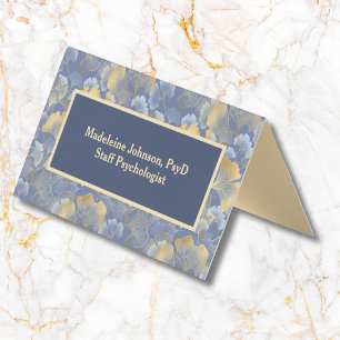 Zen Blue Gold Ginkgo Psychiatrist or Counselor Business Card