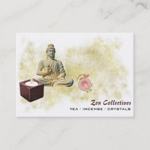 *~* Zen Buddha Candle Tea Lotus Gold Business Card