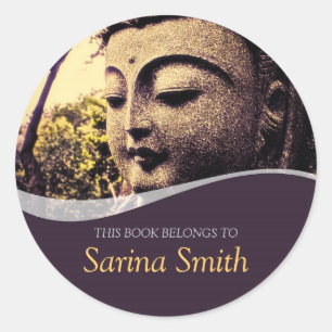 Zen Buddha Face Bookplate Sticker
