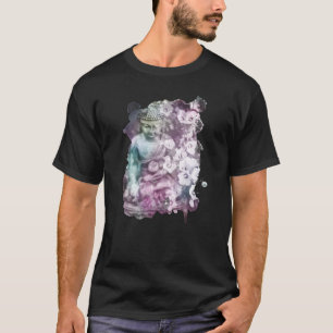 *~* Zen Buddha Flowers Pastel Black Men T-Shirt
