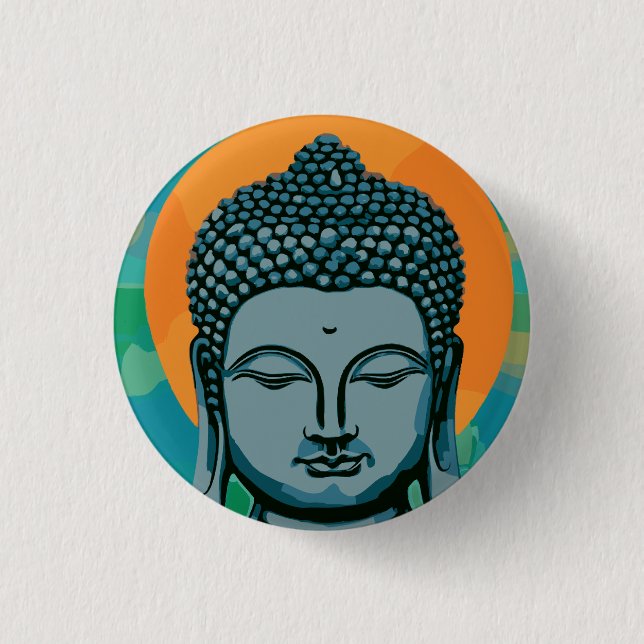 Zen Buddha Head  3 Cm Round Badge (Front)