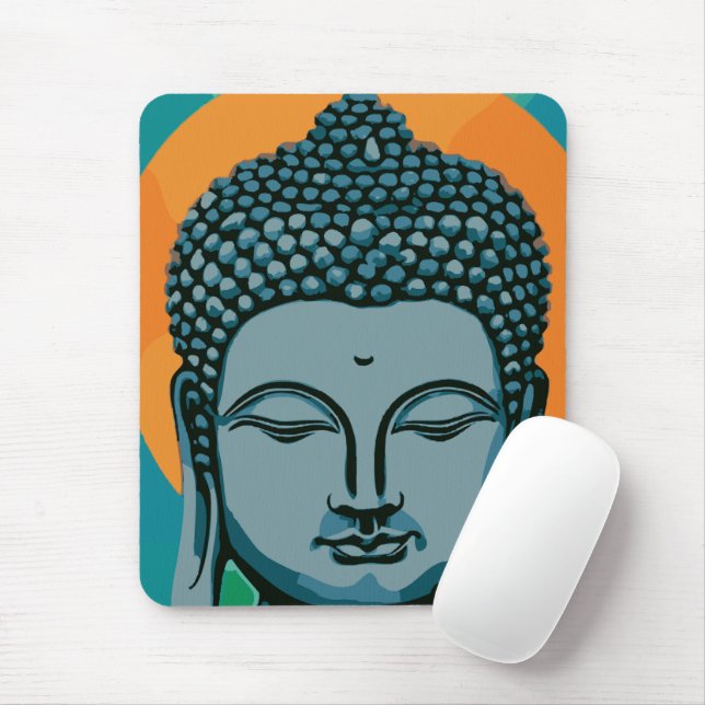 Zen Buddha Head  Mouse Pad (With Mouse)