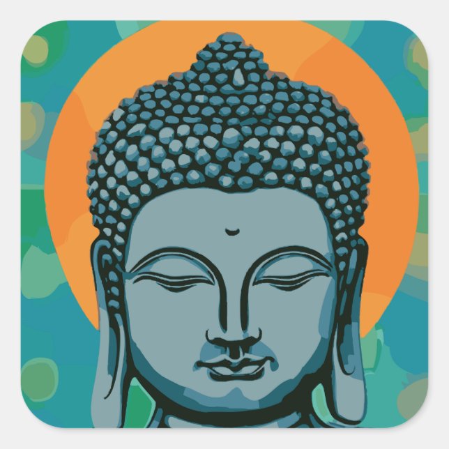 Zen Buddha Head  Square Sticker (Front)