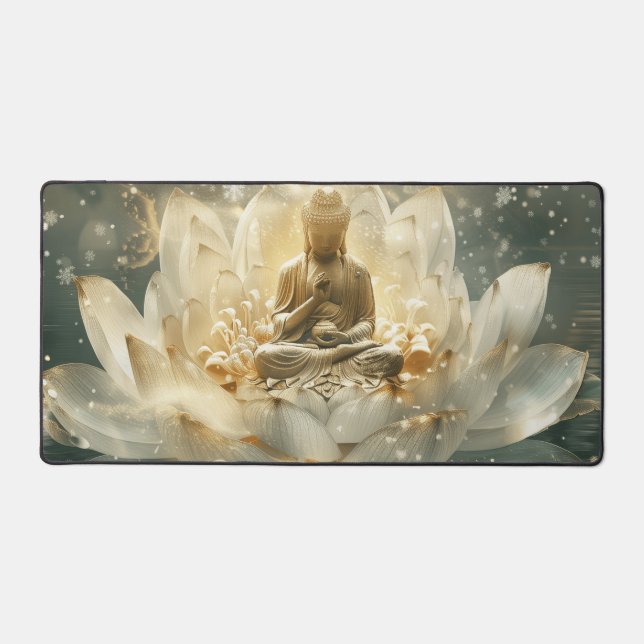 Zen Buddha Meditation Digital Art Desk Mat (Front)