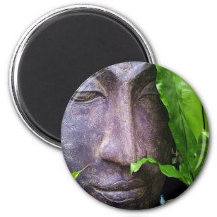 Zen Buddha Stone Serenity Green Leaves Custom Name Magnet
