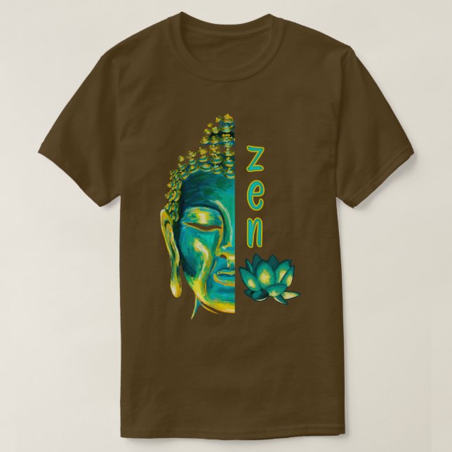 Zen Buddhist Digital Painting Blue Yellow Buddha L T-Shirt (Design Front)