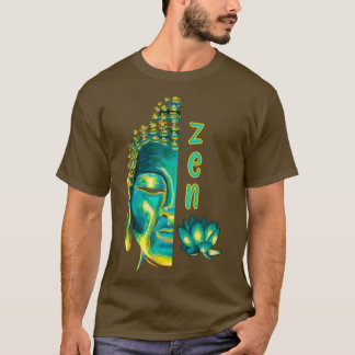 Zen Buddhist Digital Painting Blue Yellow Buddha L T-Shirt