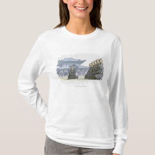 Zen Buddhist monks kneeling outside temple T-Shirt