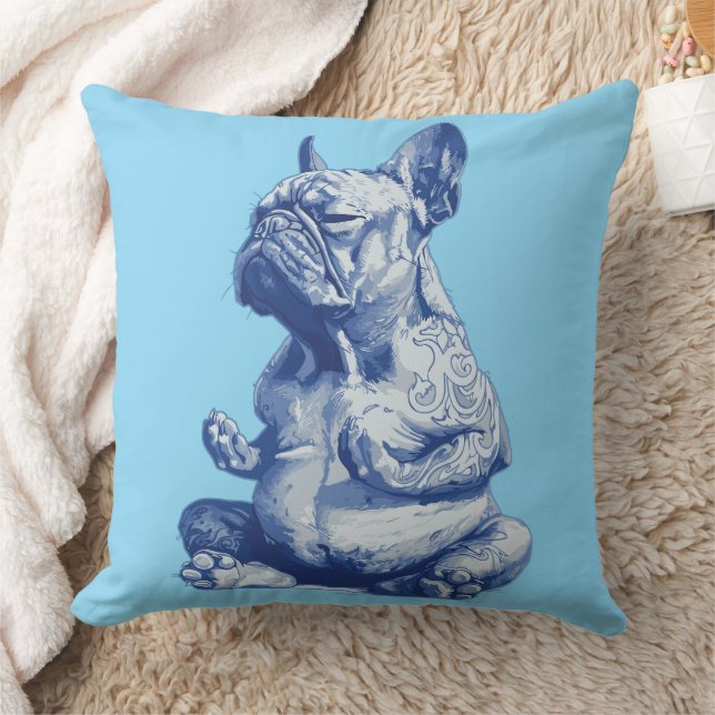 Zen Bulldog in Meditation Pose Art Cushion (Blanket)