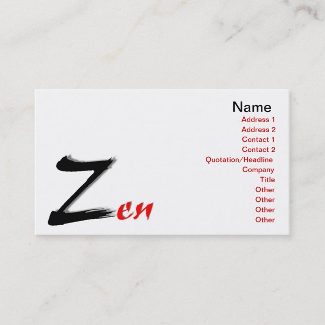 Zen Business Card (Front)