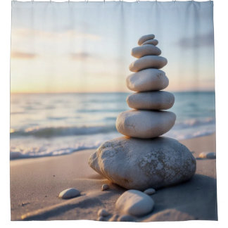 Zen Cairn Stone Shower Curtain