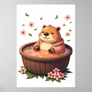 Zen Capybara Hot Tub Relaxation Sticker T Shirt Poster
